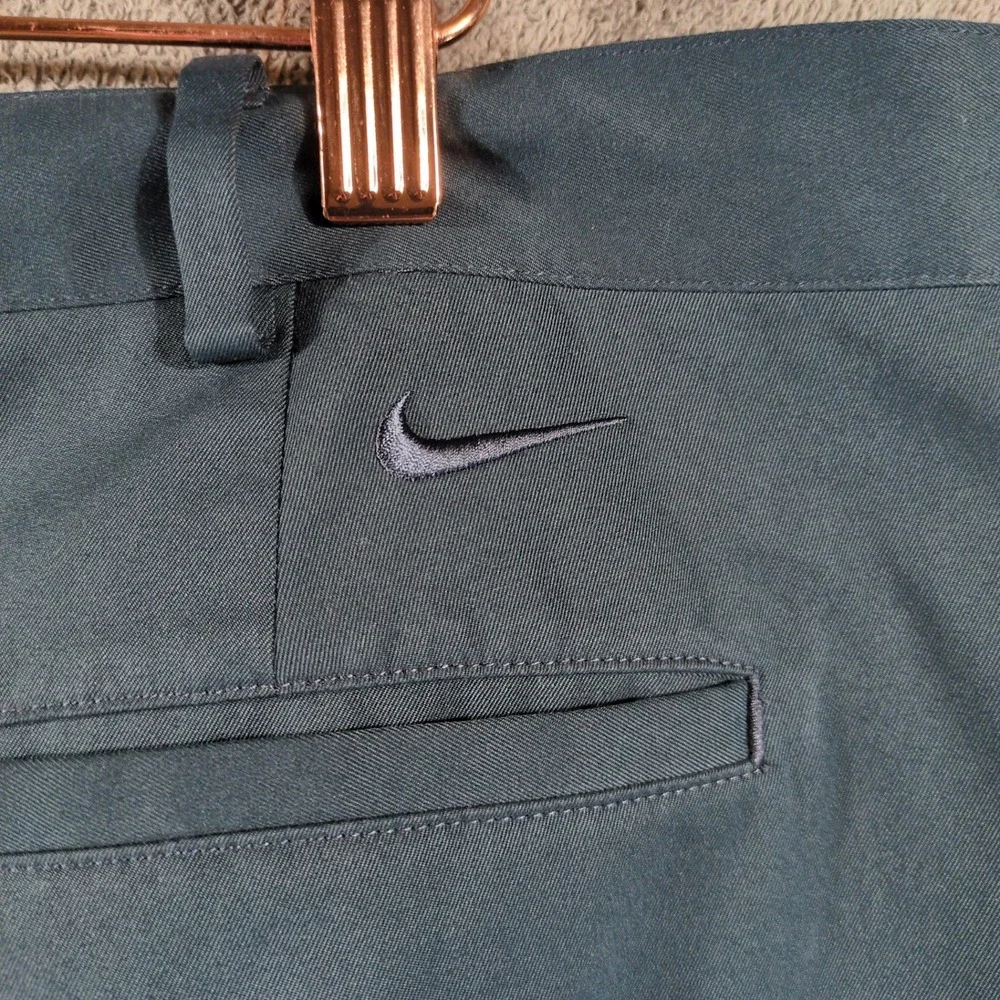 Nike Golf Fit Dry Pants Mens 36x30 Gray/Green Flat Front Stretch Trousers Slacks